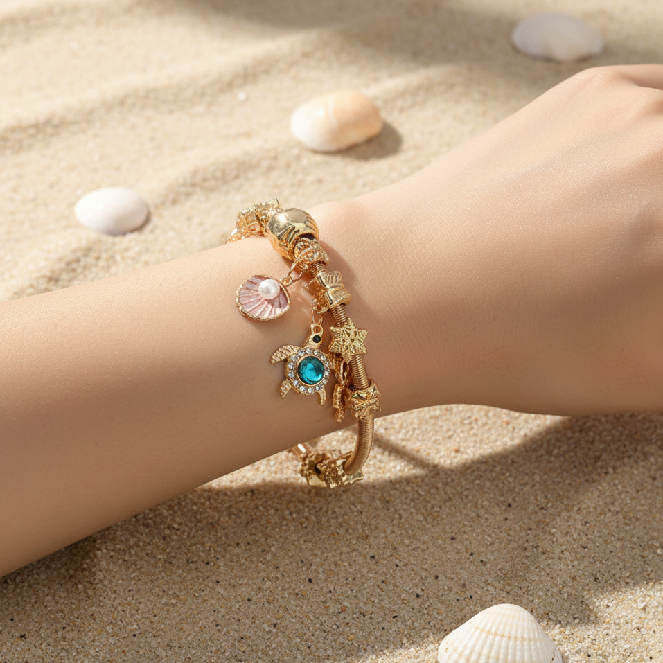 Ocean-Themed Charm Bangle (RBT-2358GS)