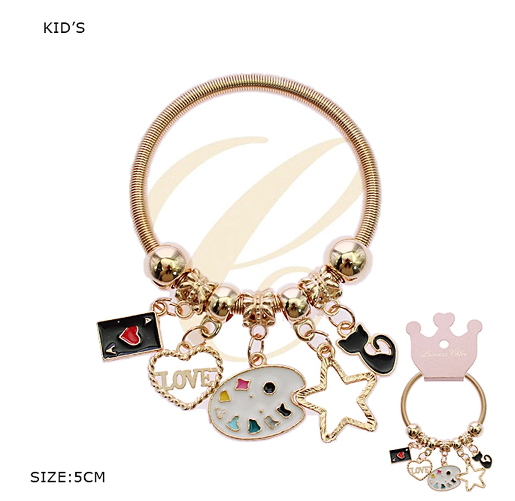Kid's Charm Stretch Bracelet - Artistic & Whimsical (RBT-2387R)