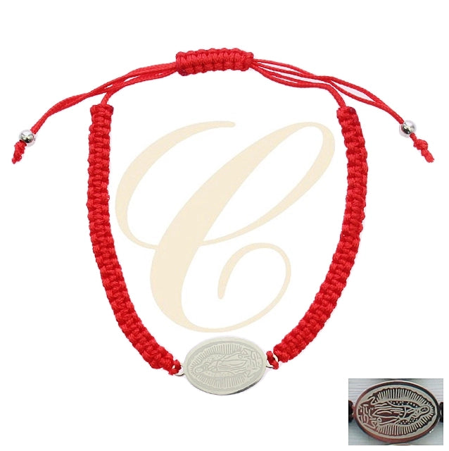 Virgin Mary Religious Macramé Braided Bracelet - Adjustable Protection Jewelry (RBT-2432R)