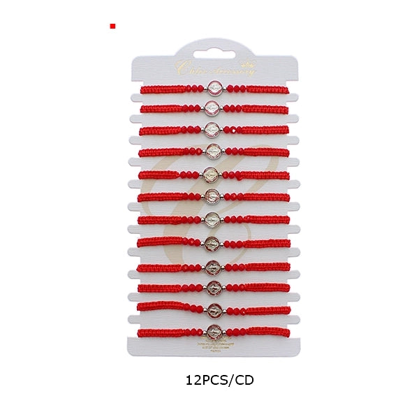Saint Benedict Red String Protection Bracelet - Adjustable Macrame with Evil Eye Defense (RBT-2433RED)