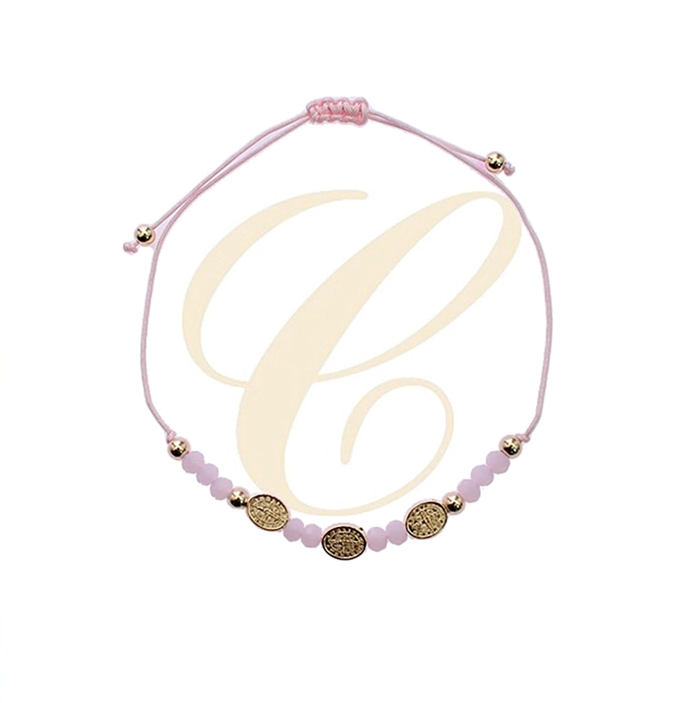 St. Benedict Medal Cord Bracelet - Adjustable Religious Protection Jewelry (Set of 12) (RBT-2436R)