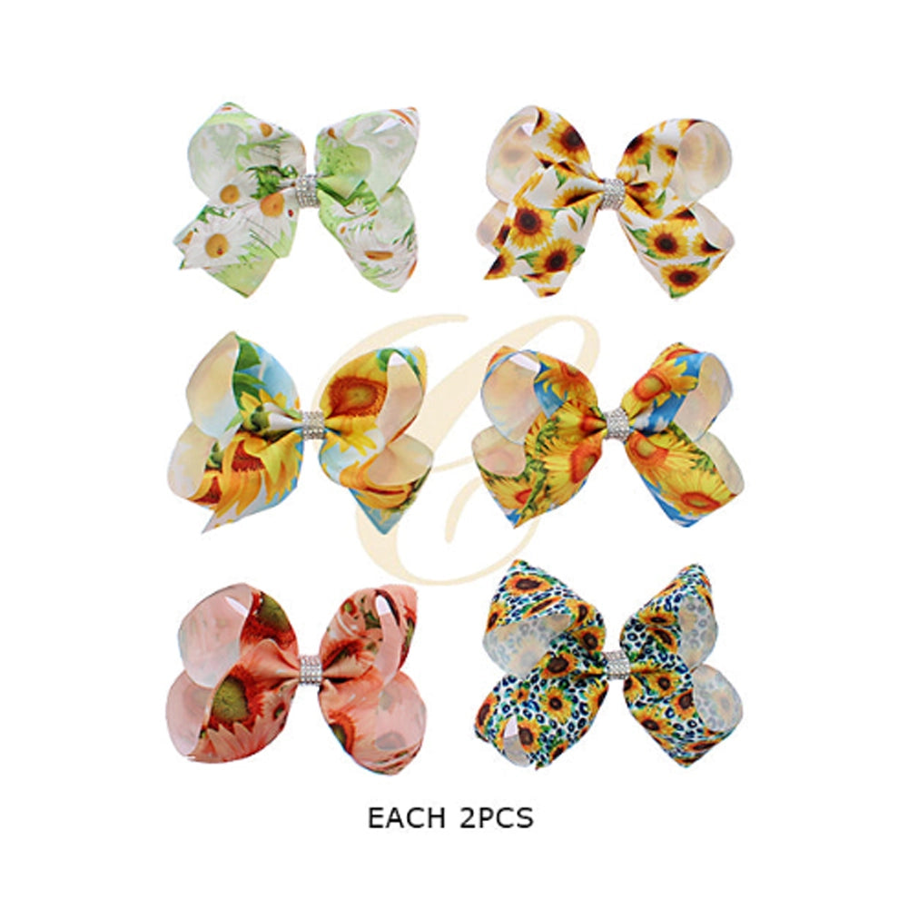 Sparkling Summer Blooms Hair Bow Collection (Set of 6)