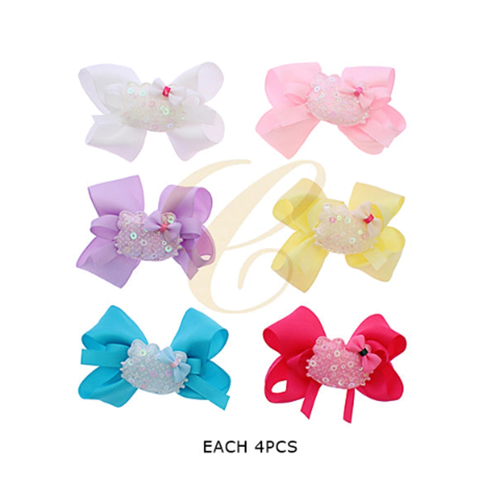 Sparkle & Pop: Sequin Kitty Mega Bow Hair Clips