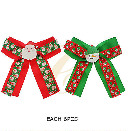 Festive Fun Christmas Hair Bow Clips - Santa & Snowman Duo!