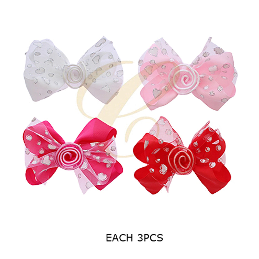 Dazzling Duo-Layer Hot Pink Hair Bow Clip – Glitter Mesh & Grosgrain Perfection!