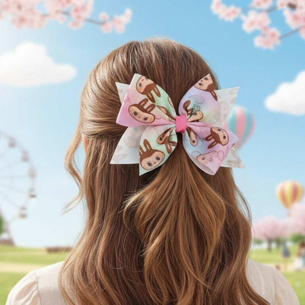 Adorable Pastel Sloth Hair Bow Clip (18cm)