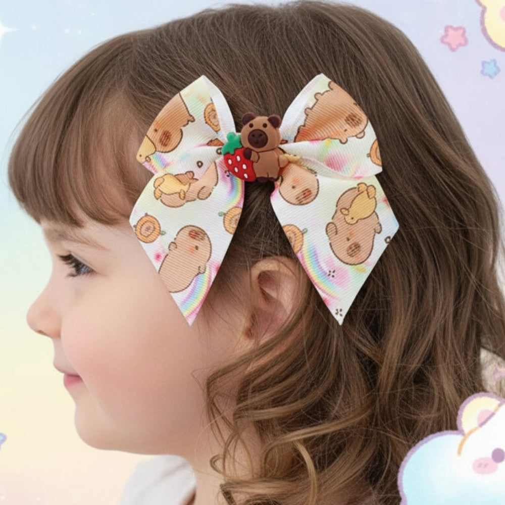 Sweet Strawberry Bear 9cm Hair Bow Clip