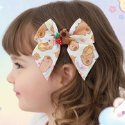 Sweet Strawberry Bear 9cm Hair Bow Clip