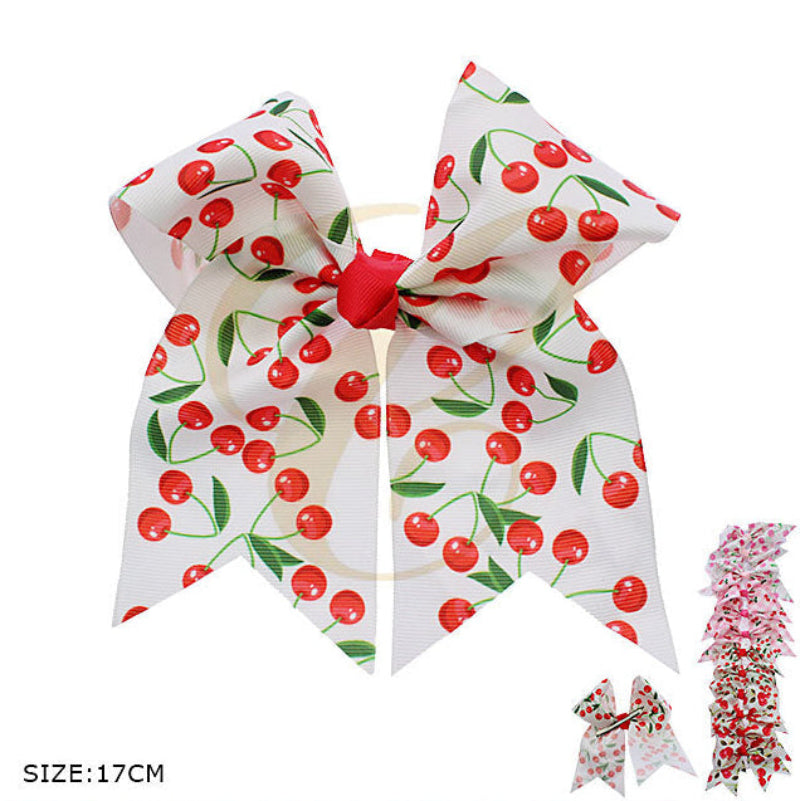 Ultra-Oversized Cherry Print Hair Bow Clip (17CM) - Kawaii Coquette Statement