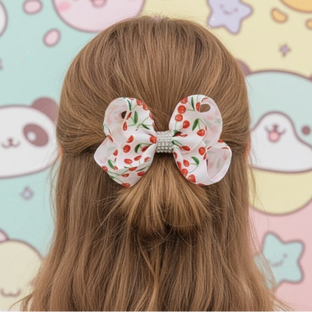 Sparkle Cherry 10cm Hair Bow Clip