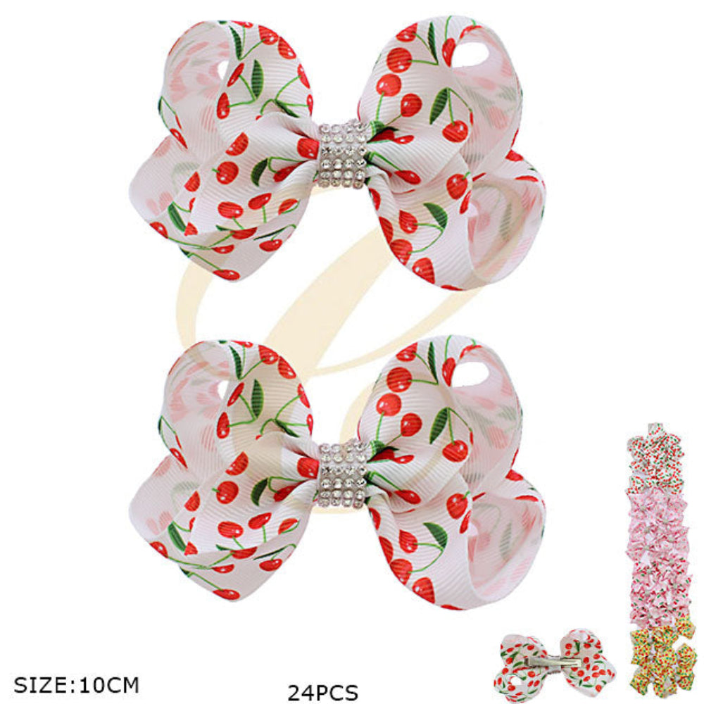 Sparkle Cherry 10cm Hair Bow Clip