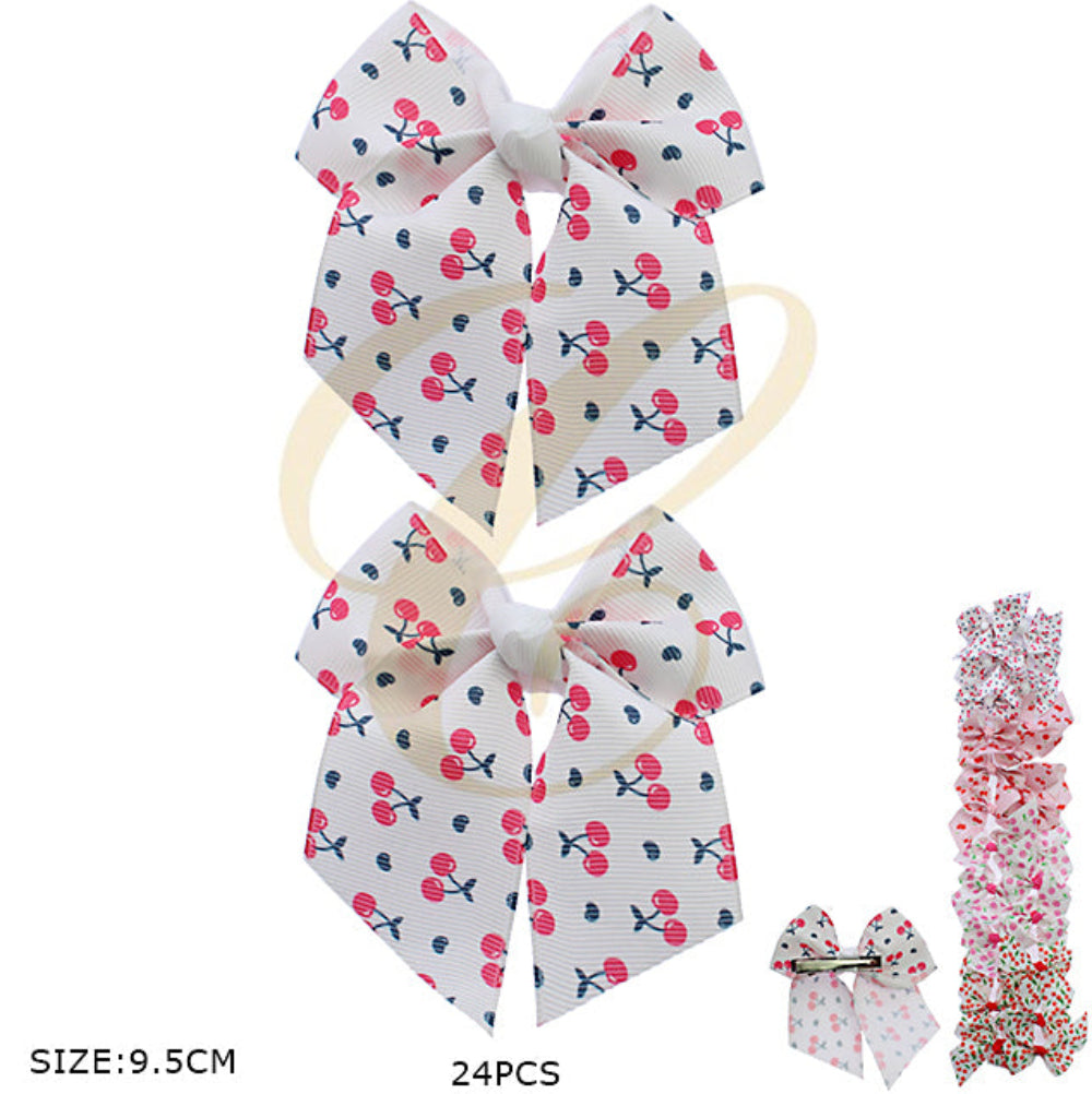 Classic Cherry Print 9.5cm Hair Bow Clip