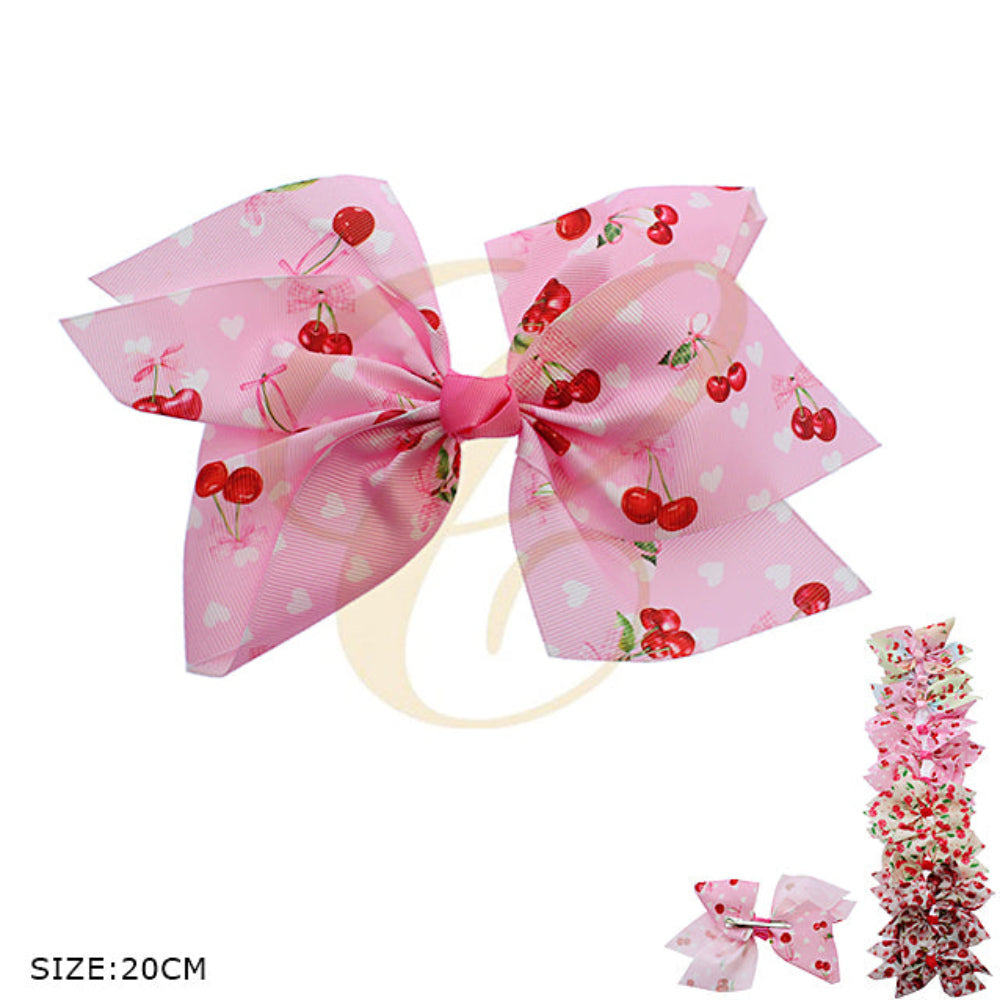 Giant 20cm Deluxe Pink Cherry Hair Bow