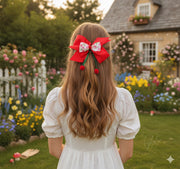 Layered Cherry Dangle Hair Bow Clip Set - Kawaii Coquette Accessory (8 Colors)