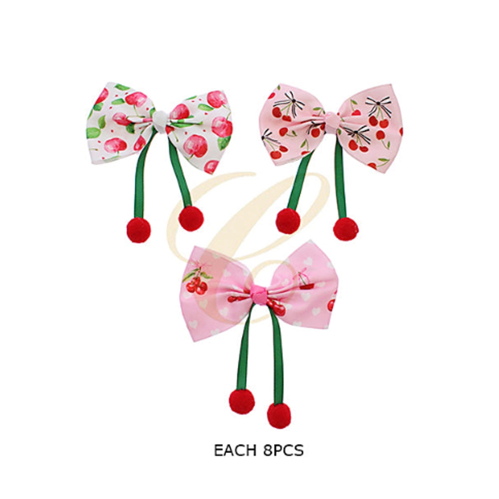 Sweet Cherry Dangle Bow Clip (11.5CM) - Kawaii Coquette Statement
