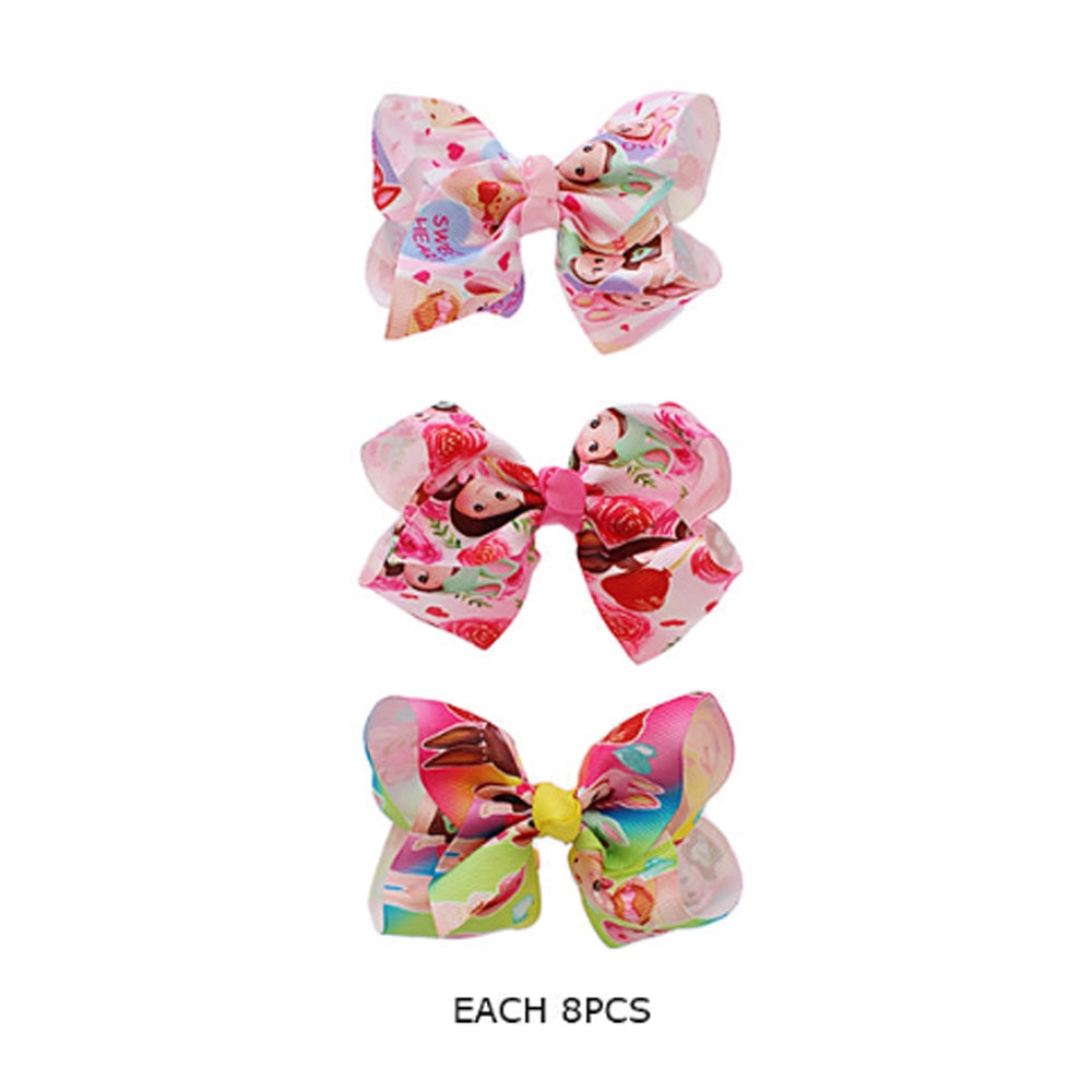 Sweetheart Doll & Rose Print Boutique Hair Bow Clips