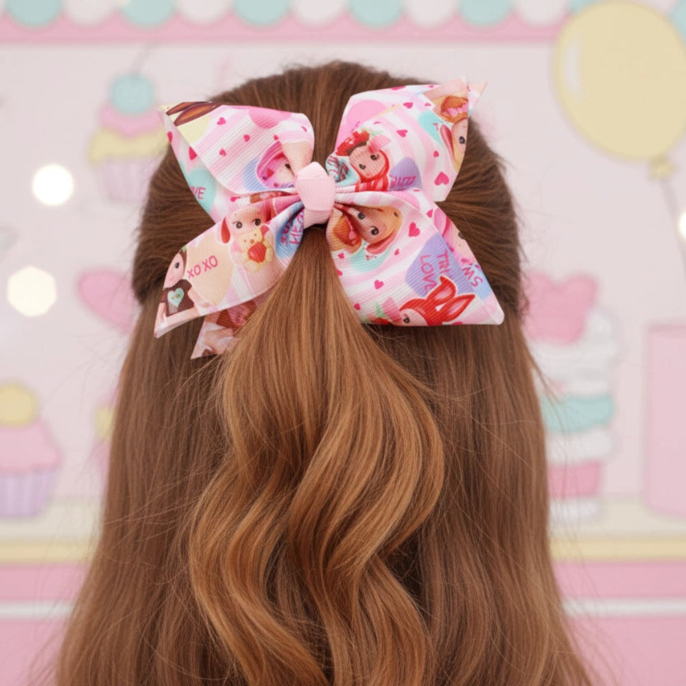 Pretty Princess Valentine Bow Clips - 24 PC Bulk Set