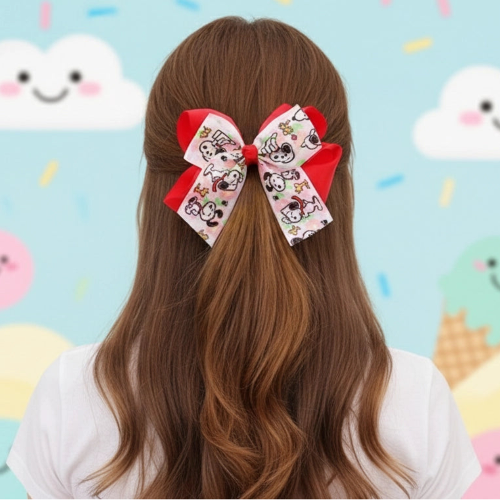 Adorable Character Print Boutique Hair Bow Clip (15cm)