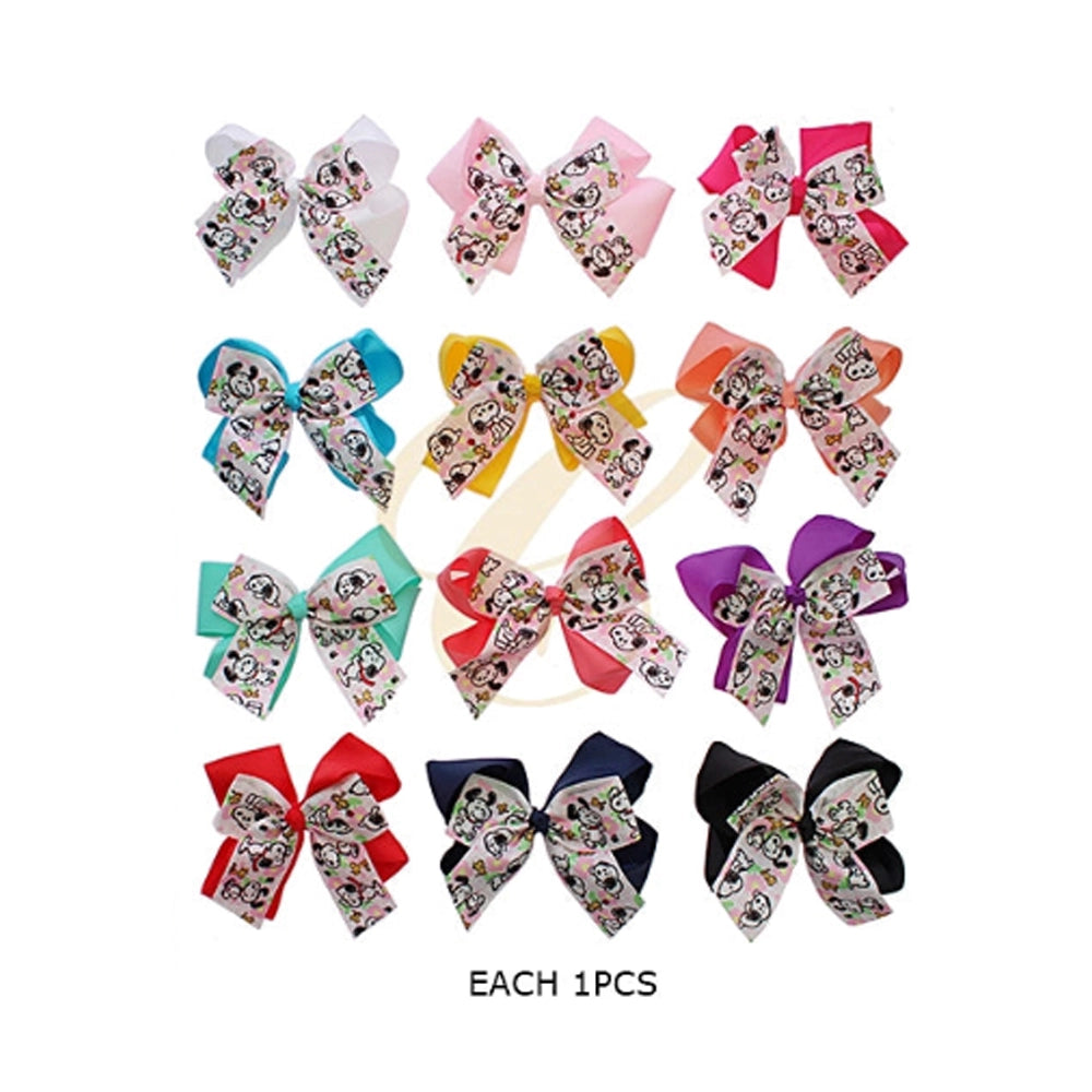 Adorable Character Print Boutique Hair Bow Clip (15cm)