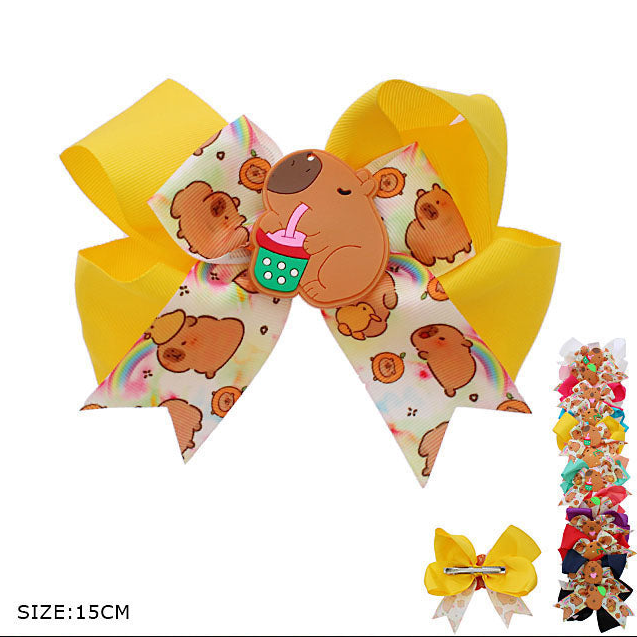 Capybara Boba-Lover Hair Bow Clip: The Cutest Accessory!