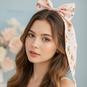 Oversized Cute Bear Print Hair Bow Clips with Long Streamers – Large Ribbon Hair Bows for Women & Girls (32cm) (RBW-1341R)