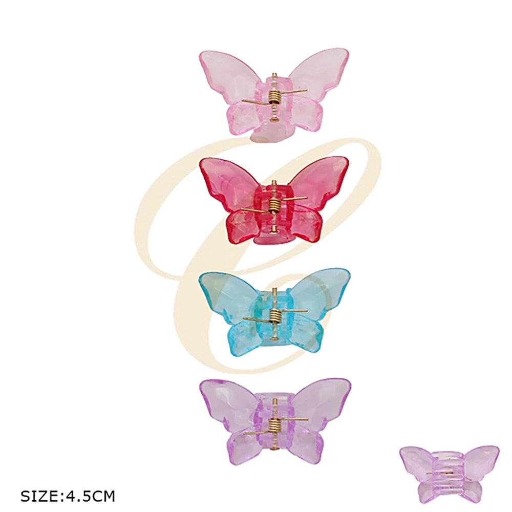 Butterfly Hair Claw Clips - 4.5cm Translucent Acrylic Mini Clips - 4-Pack Aesthetic Hair Accessories for Women & Girls (RCP-0519R)