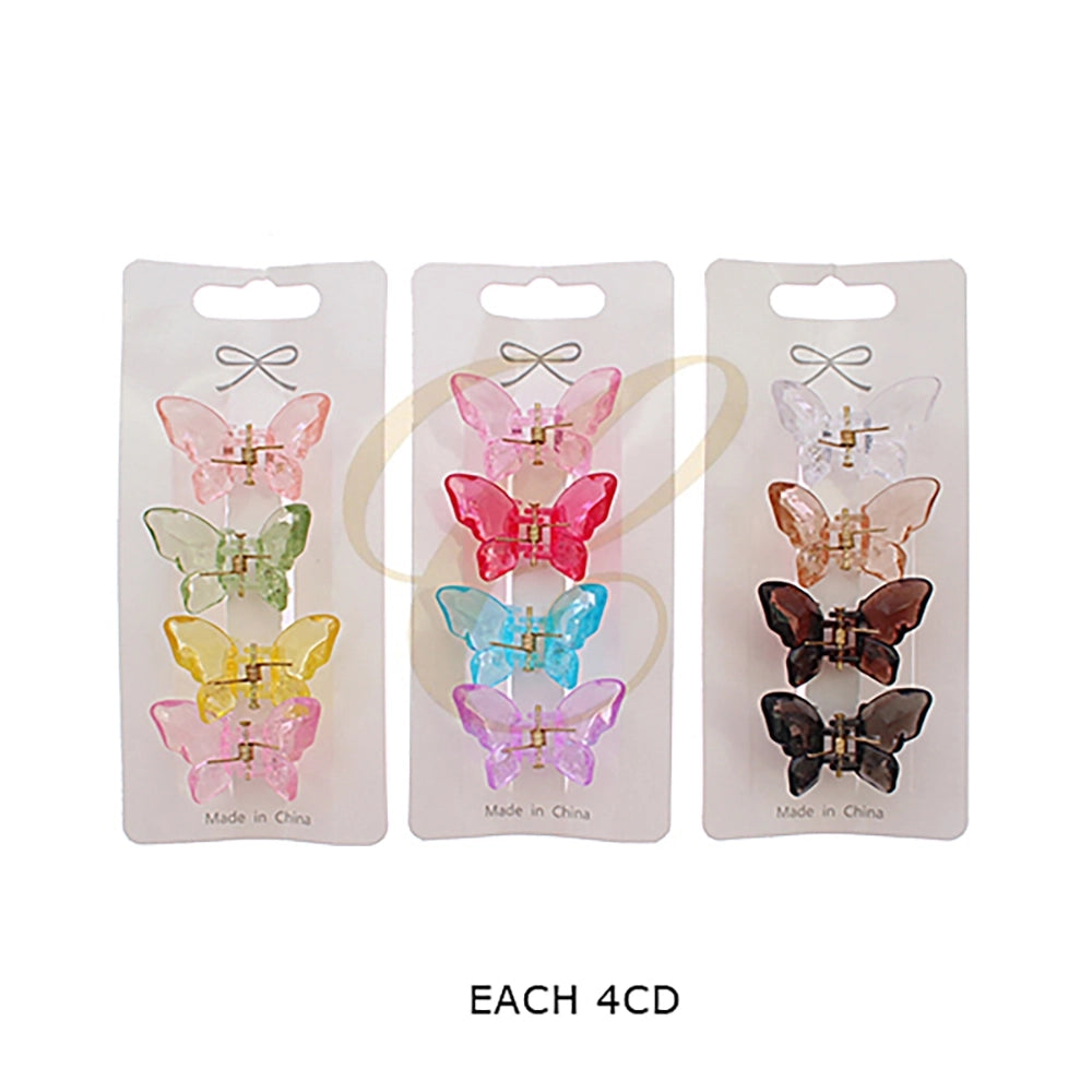 Butterfly Hair Claw Clips - 4.5cm Translucent Acrylic Mini Clips - 4-Pack Aesthetic Hair Accessories for Women & Girls (RCP-0519R)