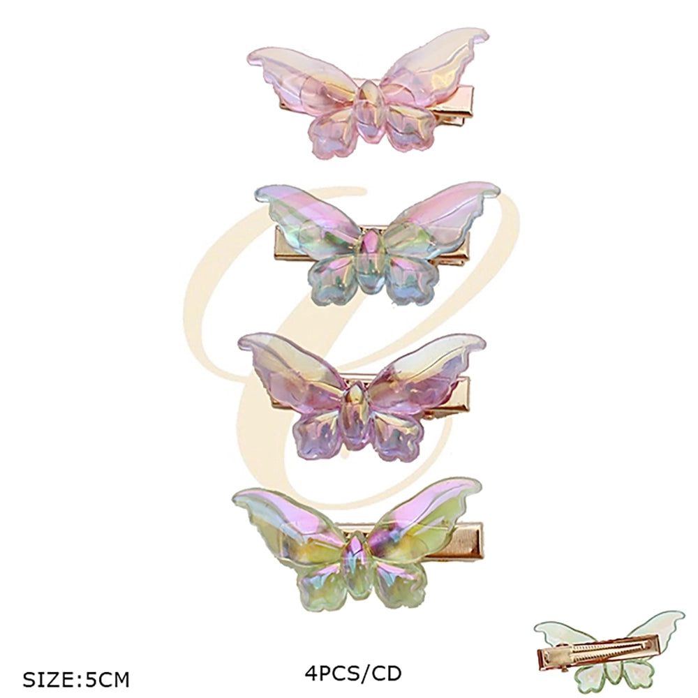 Iridescent Butterfly Hair Clips - 4-Piece Gradient Styling Set (RCP-0569R)