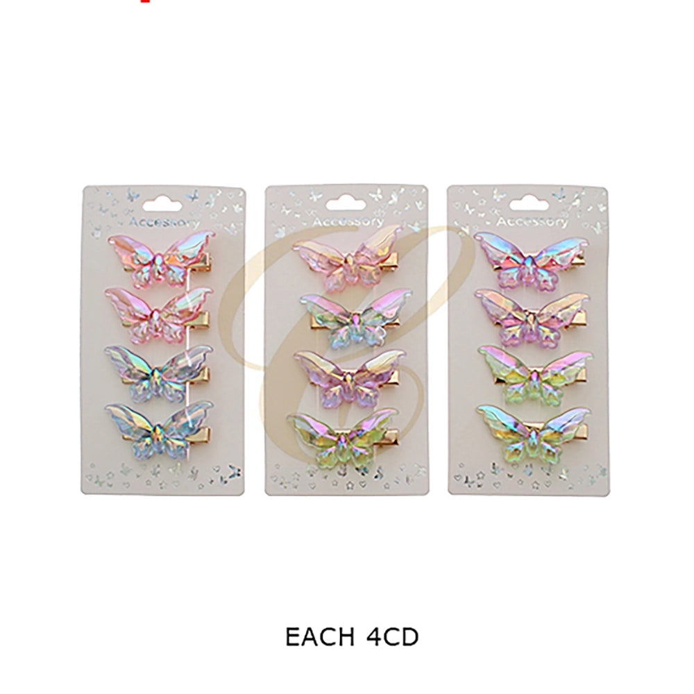Iridescent Butterfly Hair Clips - 4-Piece Gradient Styling Set (RCP-0569R)