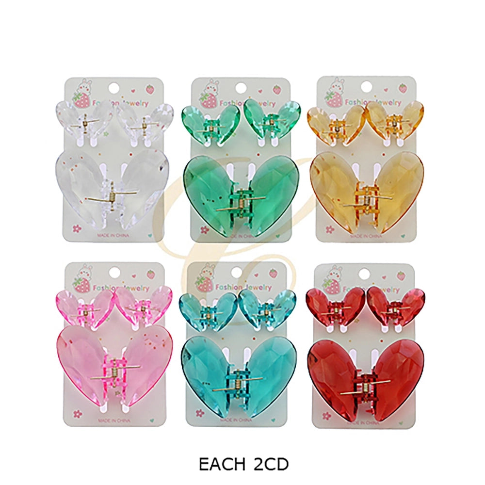 3-Piece Translucent Heart Hair Claw Clip Set – Y2K Aesthetic Hair Accessories RCP-0602R