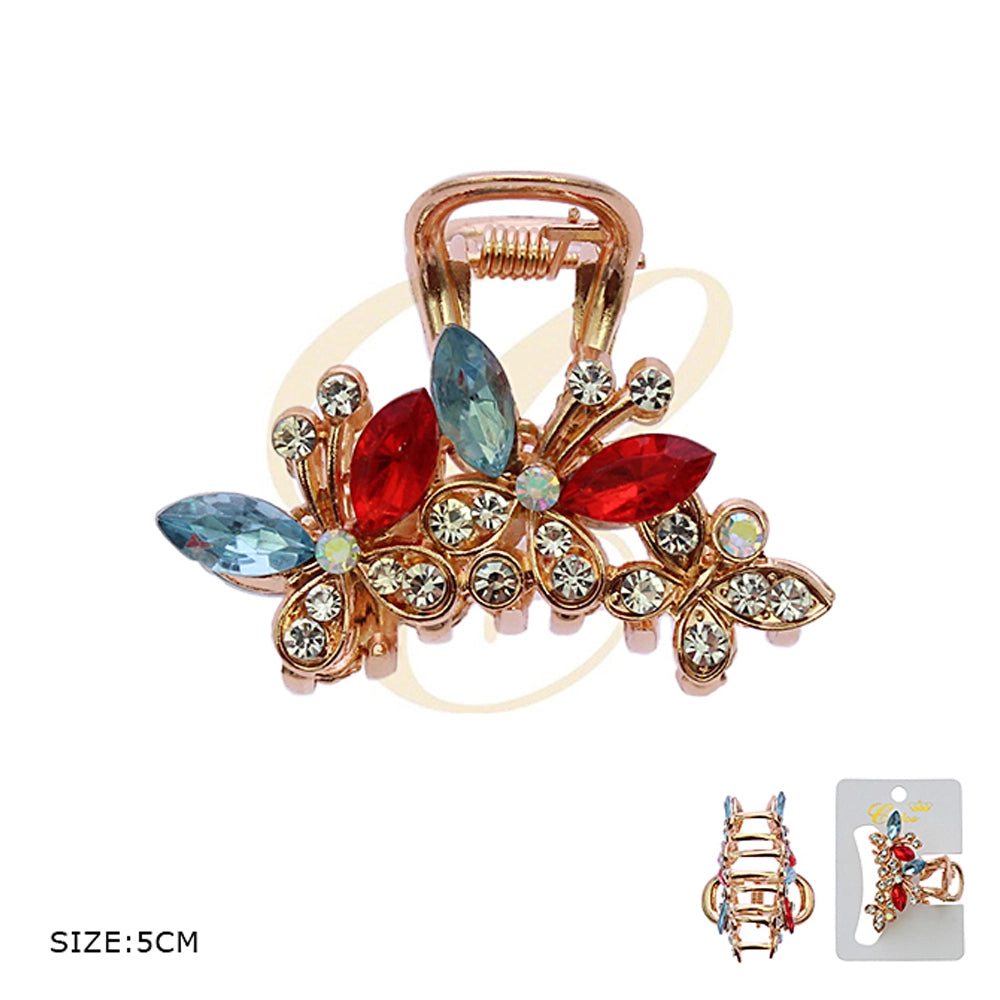 Dazzling Crystal & Rhinestone Hair Claw Clip (5cm) | Elegant Gold-Toned Jaw Clip