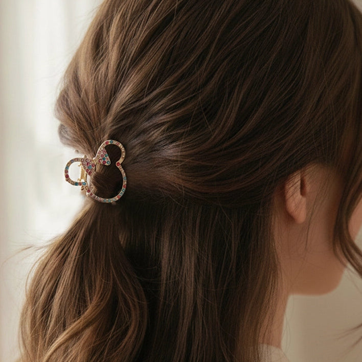 Sparkling Crystal Bow Icon Hair Claw Clip - Elegant Rhinestone Hair Accessory (RCP-0682R6)