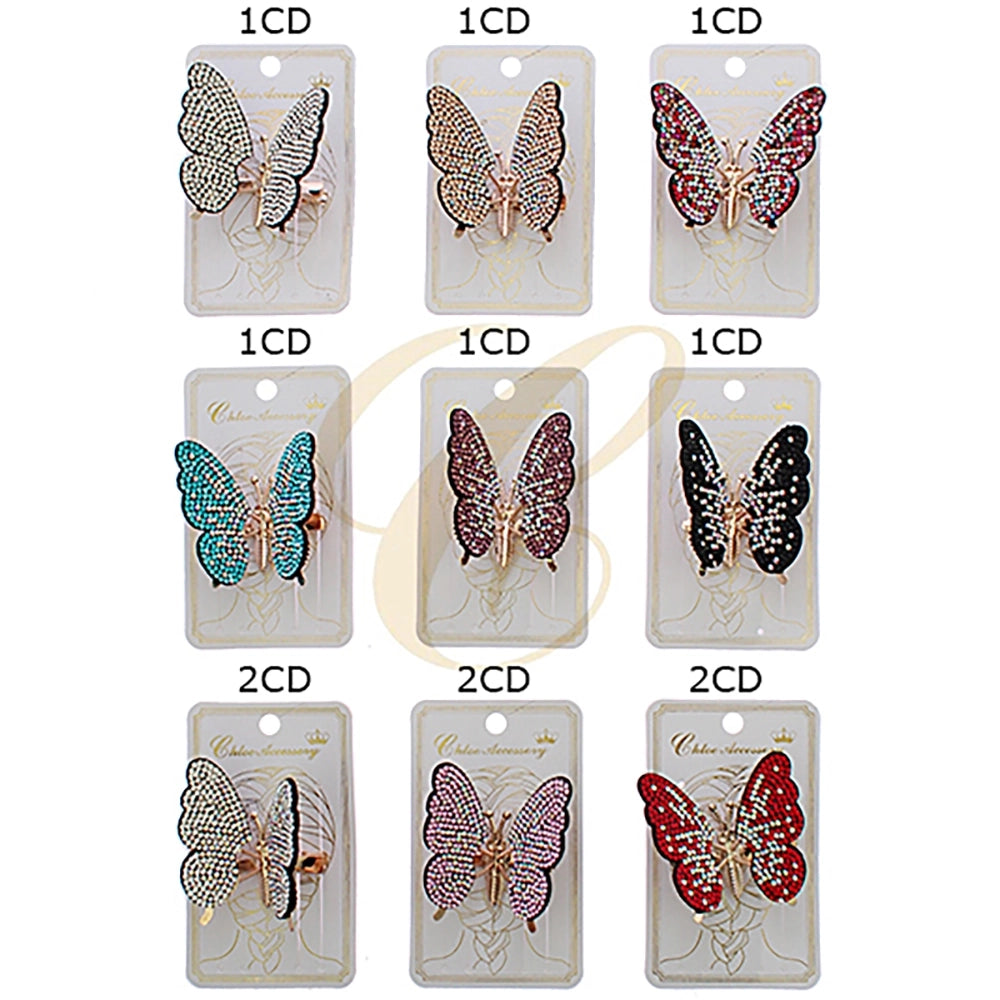 Sparkling Crystal Butterfly Hair Clip – 5cm Rhinestone Moving Wing Hair Accessory for Women & Girls (RCP-0732R)
