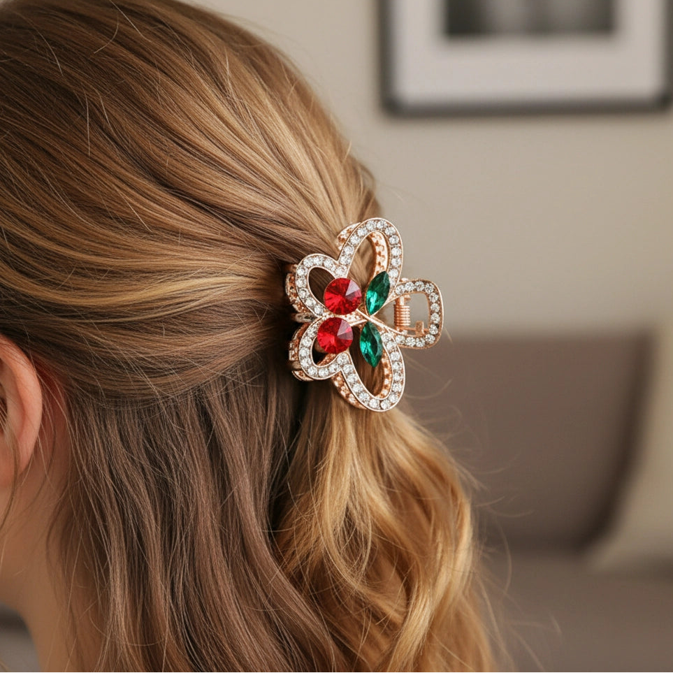 Gilded Cherry Blossom Mini Claw Clip - 4.5cm Small claw