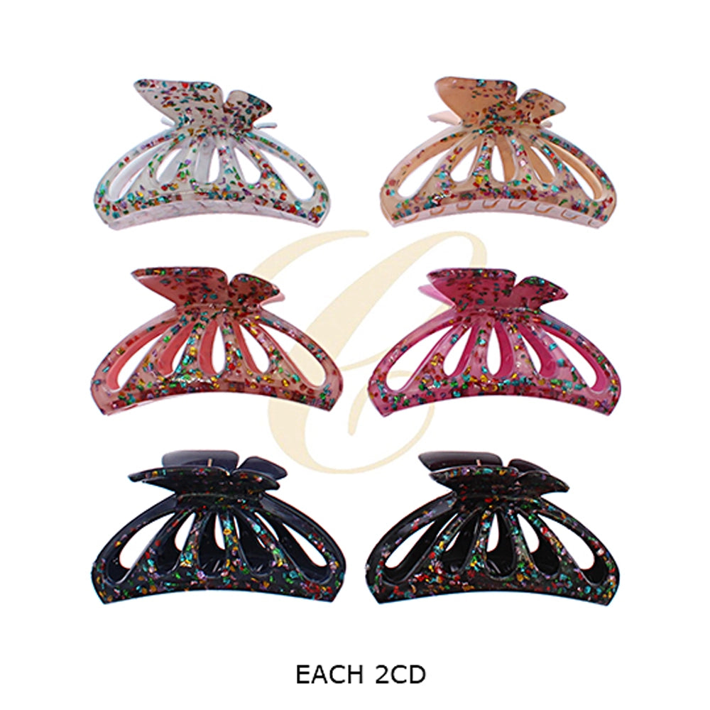 Sparkle Butterfly Resin Hair Claw Clip – Large Non-Slip Hair Clamp (RCP-0752R6)