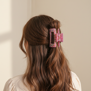 Elevate Your Hairstyle: Quilted Glitter Resin Rectangular Claw Clip (RCP-0753R6)