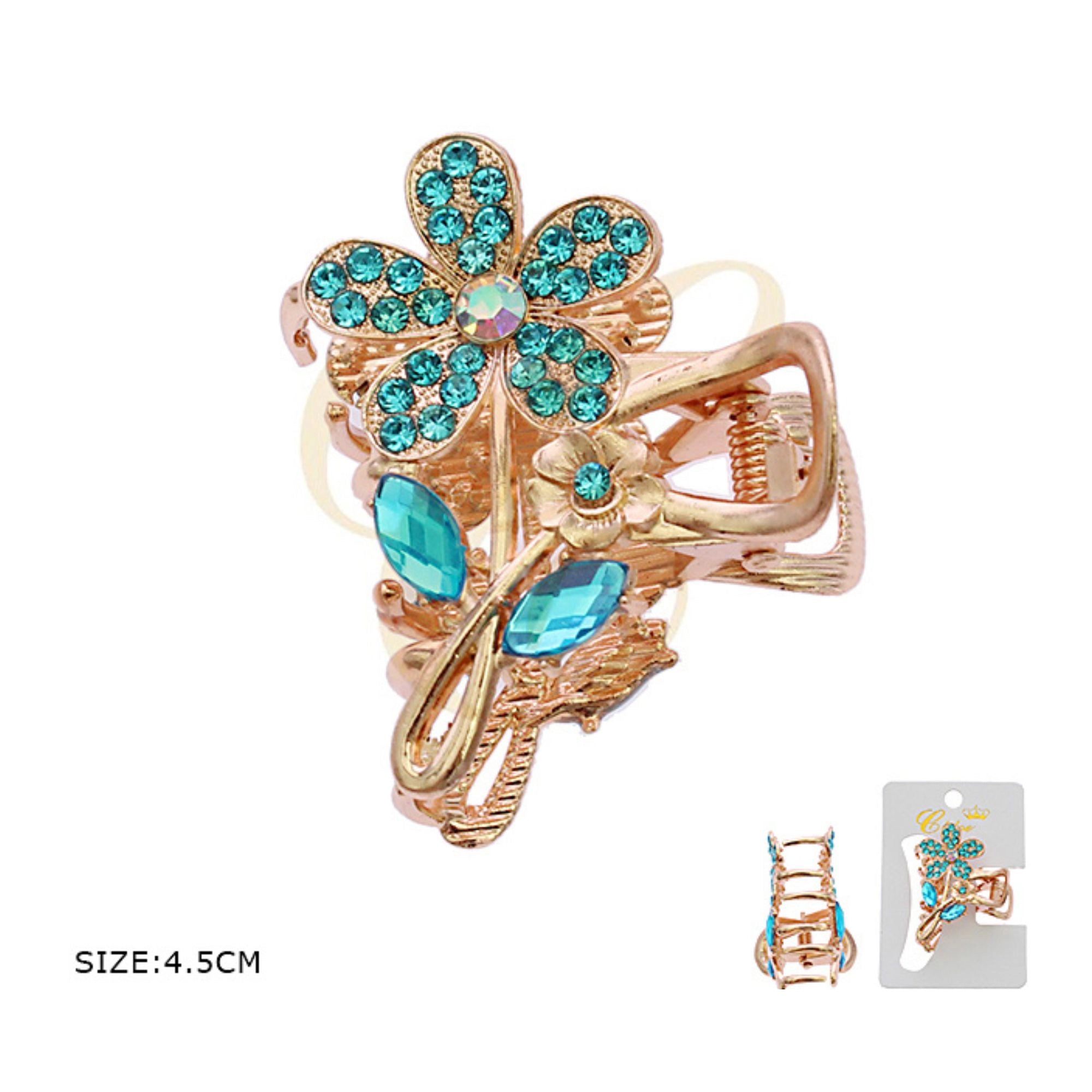 Crystal Flower Hair Clip for Women – Elegant Rhinestone Claw Clip