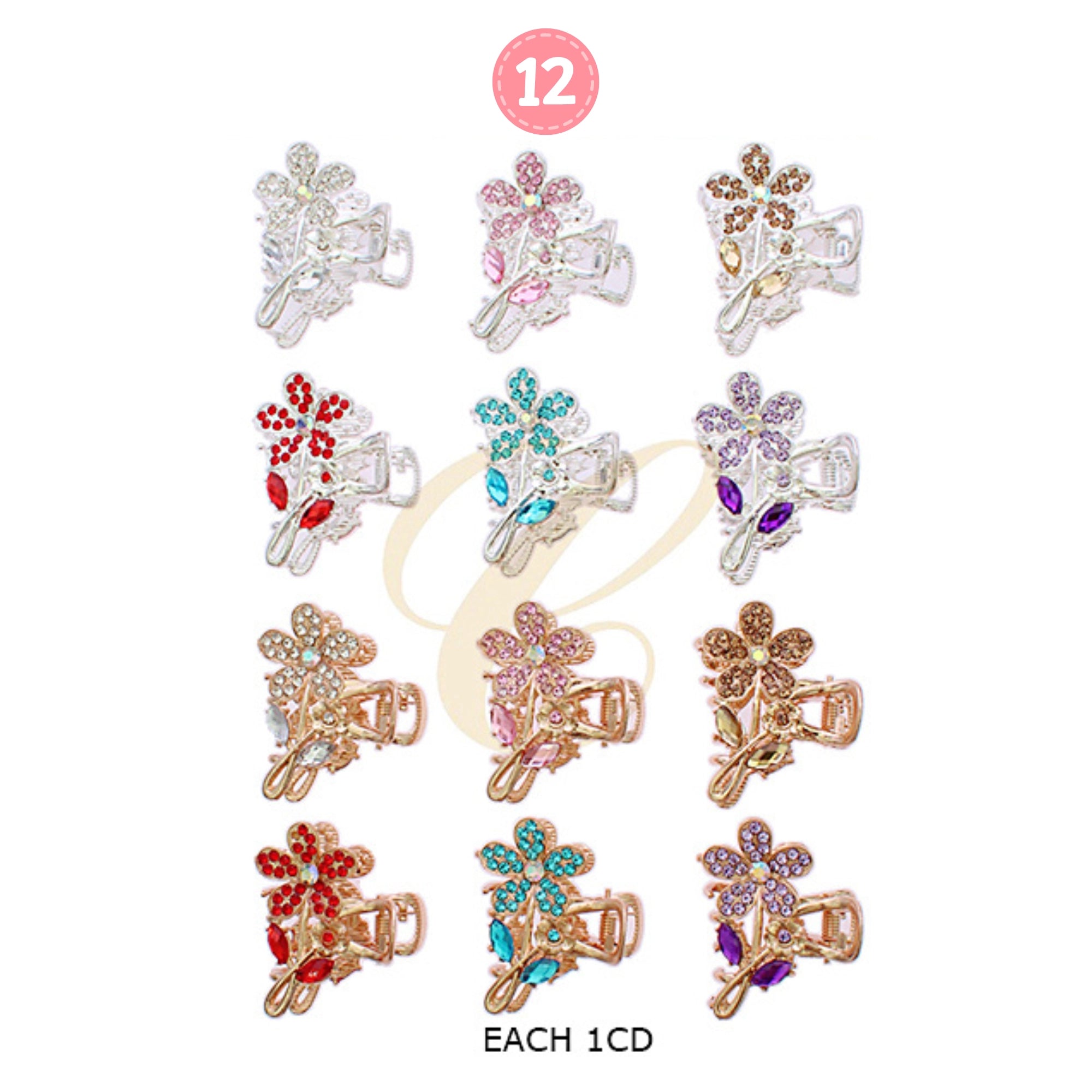 Crystal Flower Hair Clip for Women – Elegant Rhinestone Claw Clip