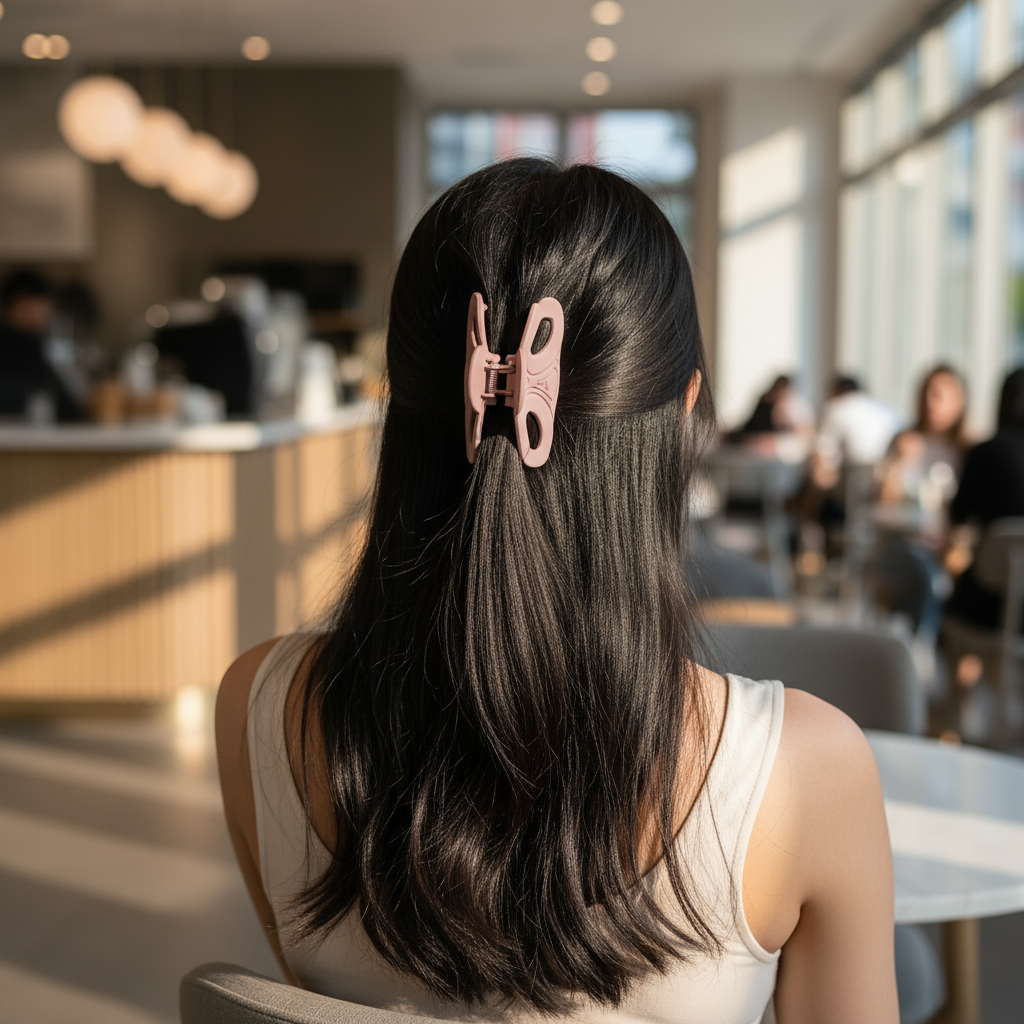 Matte Large Hair Claw Clip – Neutral Toned, Non-Slip Grip, Strong Hold for Thick or Long Hair