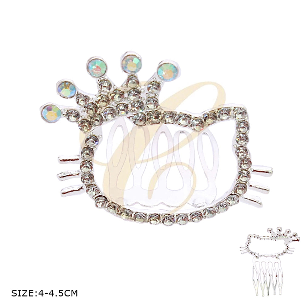 Sparkling Royal Feline Crystal Hair Combs 12pc (RCP-0831S)