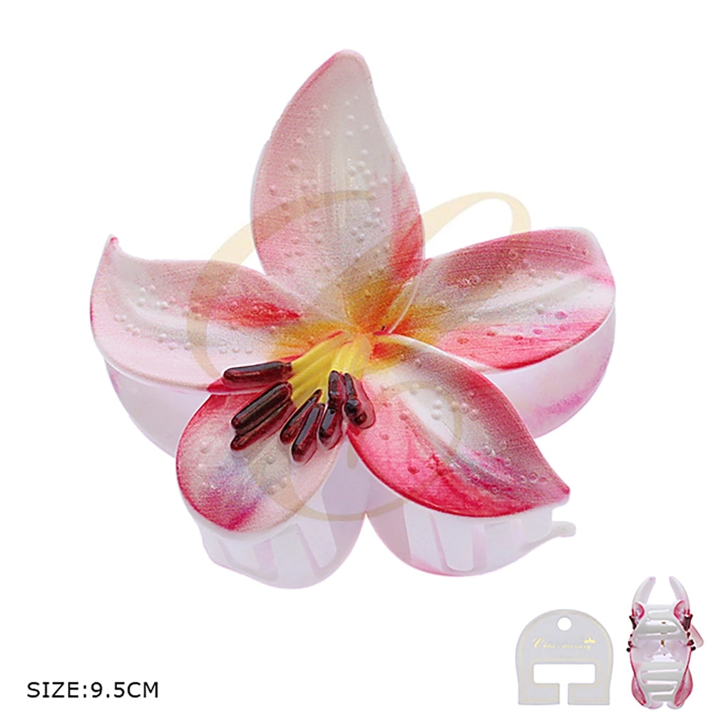 Tropical Lily Garden Bloom Hair Claw – 9.5cm Realistic Floral Clip (RCP-0841R)