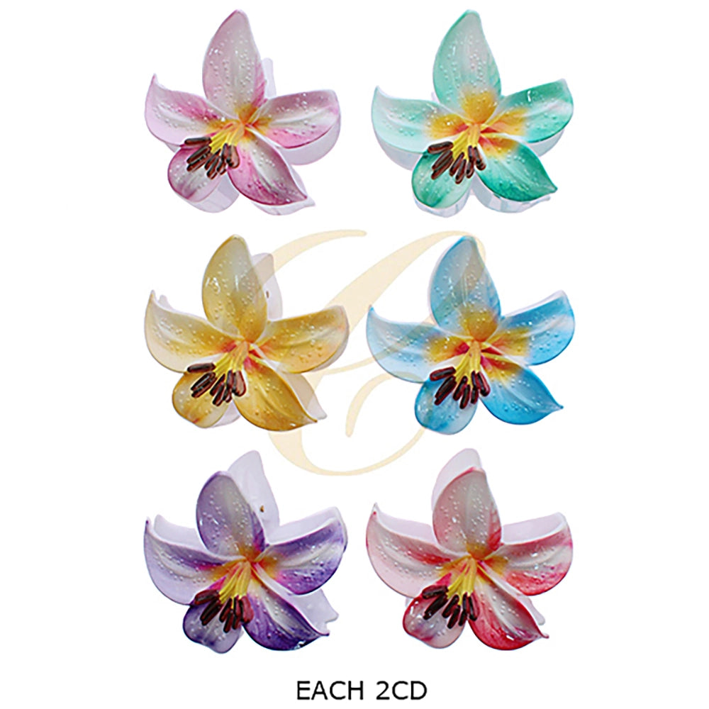Tropical Lily Garden Bloom Hair Claw – 9.5cm Realistic Floral Clip (RCP-0841R)