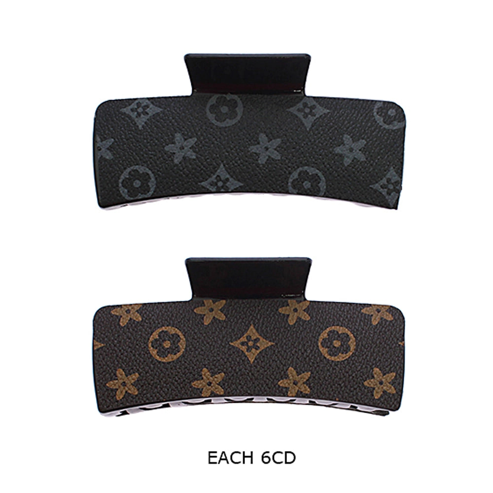 Elegant Monogram Print Rectangular Hair Claw Clip (10cm) (RCP-0851R)