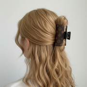 Elegant Monogram Print Rectangular Hair Claw Clip (10cm) (RCP-0851R)