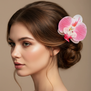 Realistic Artificial Orchid Hair Clip with Pearl Accent – 9.5cm Tropical Flower Hair Accessory for Weddings, Vacations, & Parties (RCP-0879R)