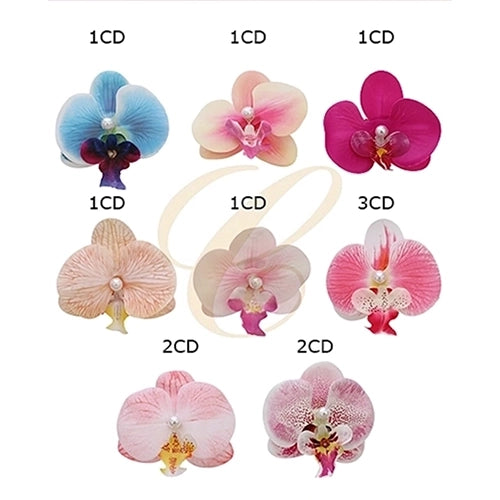 Realistic Artificial Orchid Hair Clip with Pearl Accent – 9.5cm Tropical Flower Hair Accessory for Weddings, Vacations, & Parties (RCP-0879R)