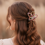 Sparkling Rhinestone Butterfly Hair Claw Clip (4.5cm) – Vintage Metal Crystal Hair Jaw for Women & Girls (RCP-0932R)