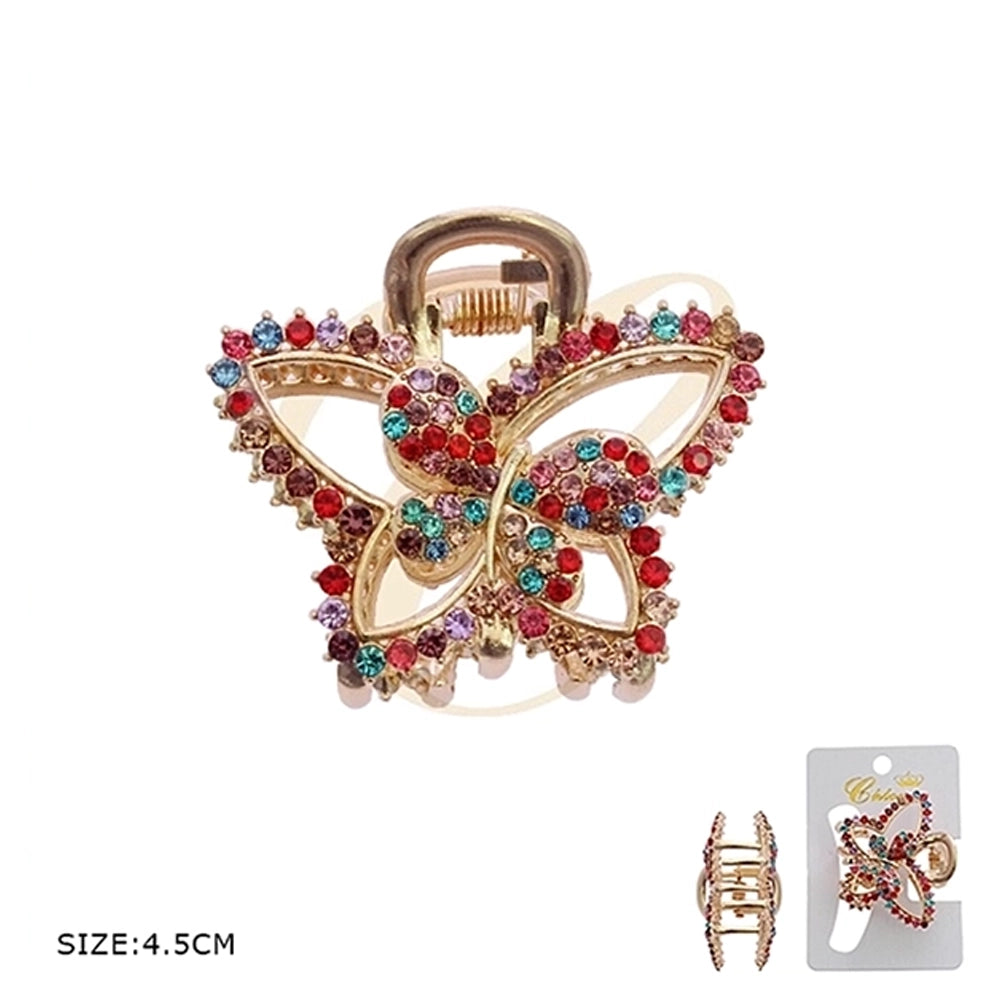 Sparkling Rhinestone Butterfly Hair Claw Clip (4.5cm) – Vintage Metal Crystal Hair Jaw for Women & Girls (RCP-0932R)
