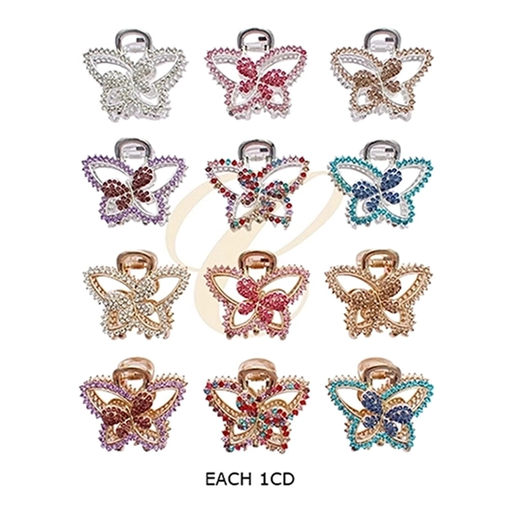 Sparkling Rhinestone Butterfly Hair Claw Clip (4.5cm) – Vintage Metal Crystal Hair Jaw for Women & Girls (RCP-0932R)