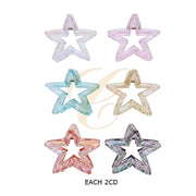 Iridescent Hollow Star Hair Claw Clips – 8cm Y2K Clear Aurora Star Jaw Clips for Medium & Thick Hair (RCP-0953R)